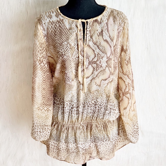 Cache sheer snake print blouse Sz M - Picture 2 of 7